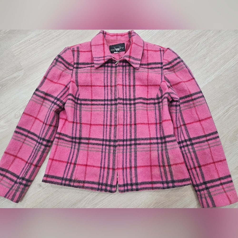 Requirements Vintage Pink Plaid Wool/Mohair Women's Jacket Size 8